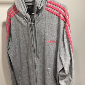 Adidas Jacket, 2XL, Gray/Pink
